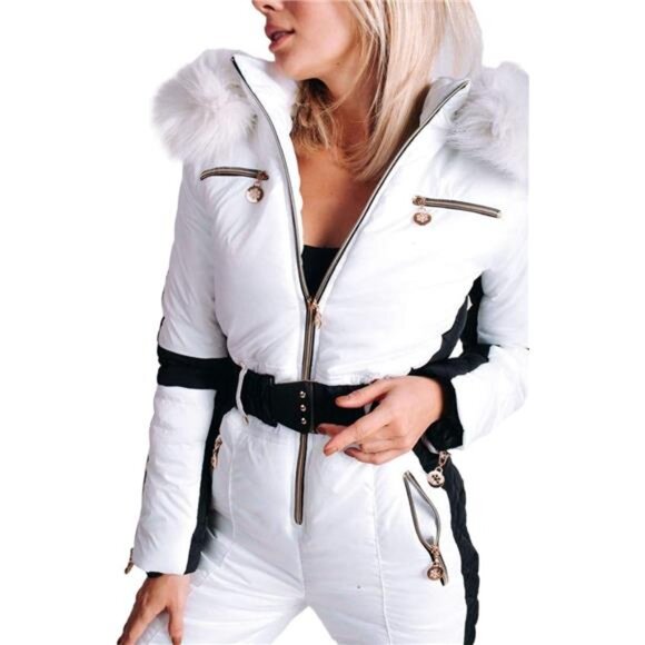 Womens Winter Onesie Ski Jumpsuits Outdoor Sports Waterproof Snowsuit - Picture 4 of 7